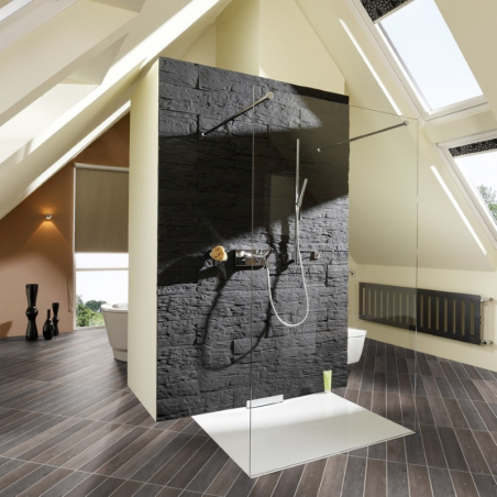Podłoga w łazience ułożony z wykorzystaniem fug i paneli winylowych Project Floors-Herringbone 55 PW 1265/HB